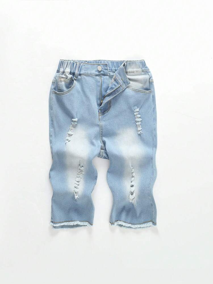 Teen Boys' Street Style Ripped Distressed Comfortable Denim Shorts
