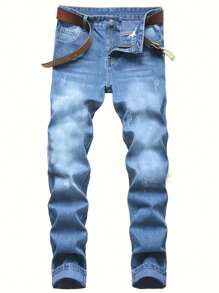 Manfinity Homme 男士口袋牛仔褲 - 中等水洗藍 - 查看 1