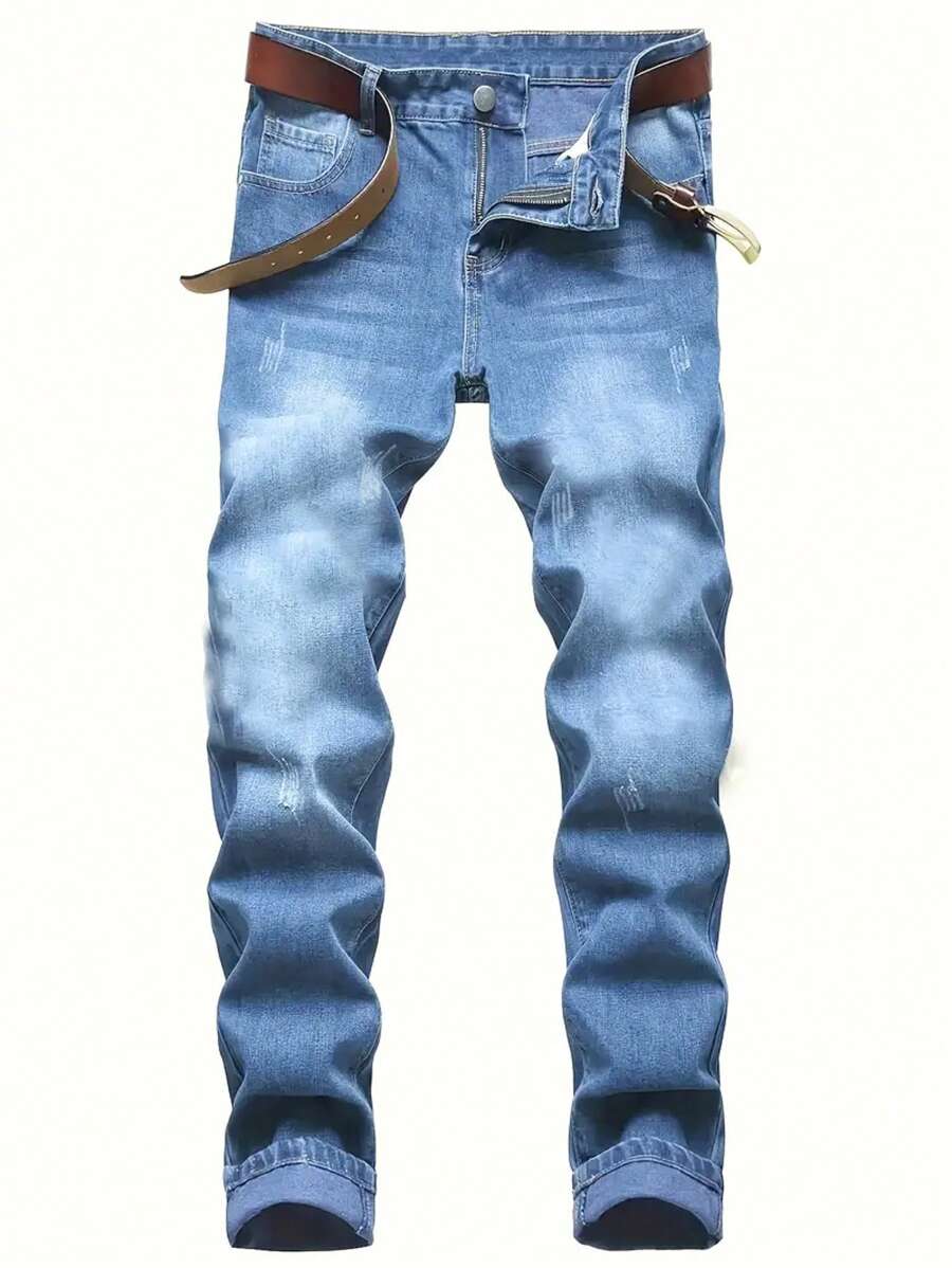 Manfinity Homme 男士口袋牛仔褲 - 中等水洗藍 - 查看 1