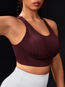 Yoga Basic Kích thước lớn Của phụ nữ Hỗ trợ cao Bras thể thao Với Cố định Cốc Và Dây đeo vai có thể điều chỉnh - Đỏ - Xem 4