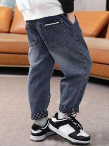Tween Boy Stylish Water-Washed Jeans With Slanted Pockets
