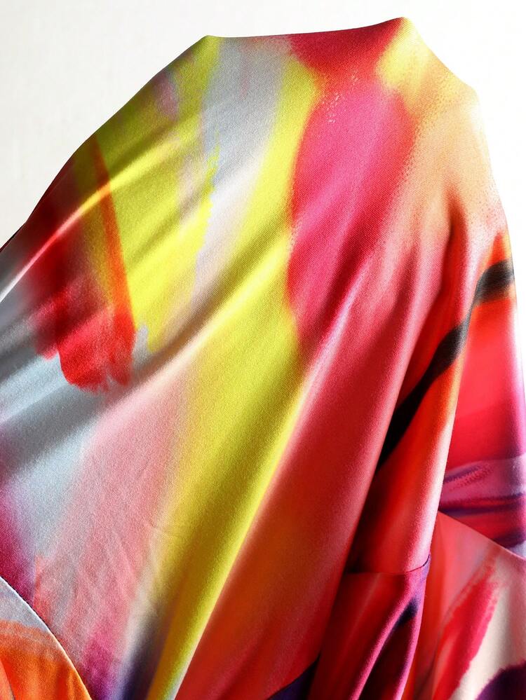 Plus Size Women's Tie Dye Print Tie Strapless Jumpsuit