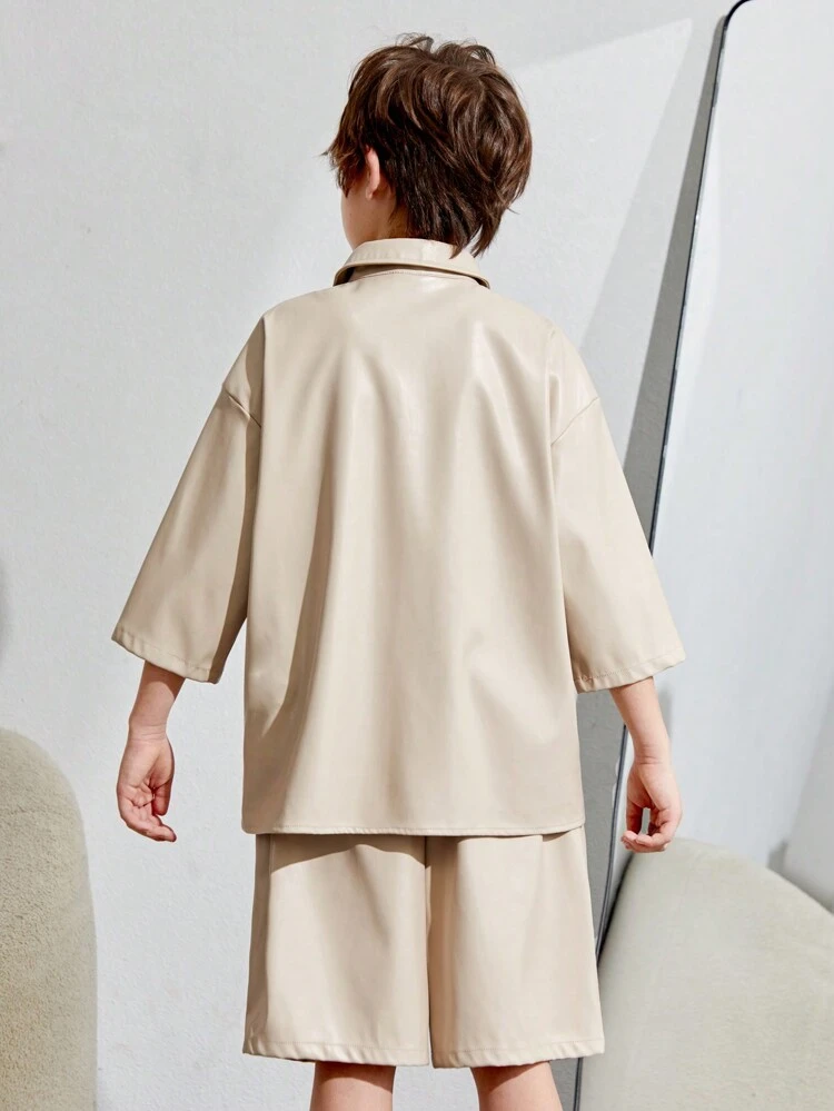 Tween Boy Casual Loose Fit Short Sleeve Polo Shirt And Shorts Set