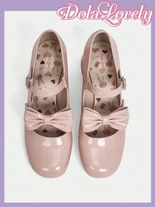Dola Lovely Fashionable Pink High Heels With Bow Tie Decoration
