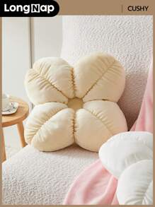 1個花型蓬鬆超柔褶皺天鵝絨抱枕,裝飾性抱枕,創意可愛的房間裝飾坐墊 - 黃色 - 查看 1