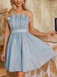 SHEIN Belle Saint Patrick Day Shell Shape On The Section Princess Pommel Dress Dream Fine Flash Fabric Breast Lady Cocktail Dress - Mint Green - View 3