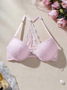SHEIN 女士蕾絲有鋼圈胸罩 - 粉色 - 查看 6