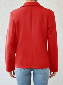 RueChic Women'S Notched Lapel Single-Button Blazer Jacket - Red - View 2