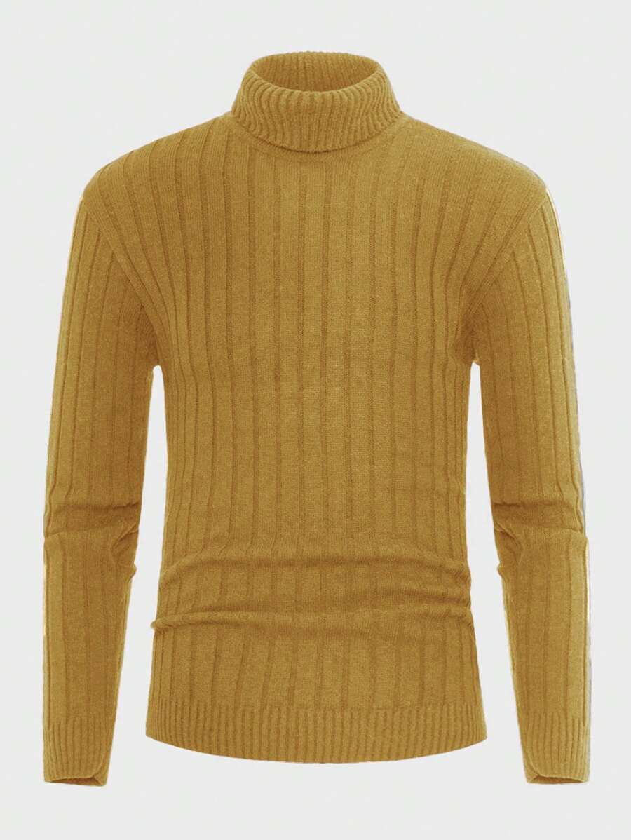RueChic Men'S High Neck Long Sleeve Sweater - Yellow - View 1