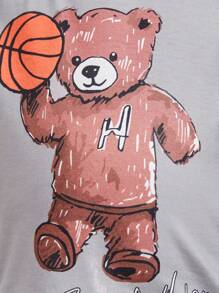 Baby Boys' Casual Style Bear Printed Outfit - Grey - View 6