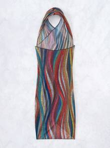 Swim Vcay Summer Beach Women's Striped Halter Cover Up Dress - Multicolor - View 5