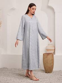 Al Najma 女士鬆身印花裙,帶有凸緣領子