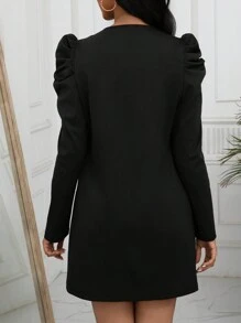 Xyvia Jacket With Shell Edge And Open Front Fall Winter Cloth For Women - Black - View 2