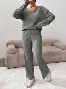 EURMUSE Drop Shoulder Tee & Pants - Dark Grey - View 5