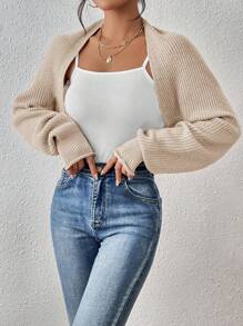 SHEIN Essnce Women's Cropped Knit Cardigan - Apricot - View 4