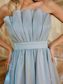 SHEIN Belle Saint Patrick Day Shell Shape On The Section Princess Pommel Dress Dream Fine Flash Fabric Breast Lady Cocktail Dress - Mint Green - View 5