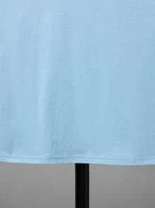 SHEIN 中小學男孩休閒舒適玫瑰花圖案t恤 - 淺藍色 - 查看 4