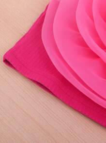 SHEIN Conjunto Rosado De Camiseta Estampada De Flores Y Pantalones Cortos Blancos Para Verano De Una Chica Joven - Rosa - Ver 4