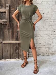 SHEIN Frenchy Women'S Batwing Sleeve Twist Front Dress