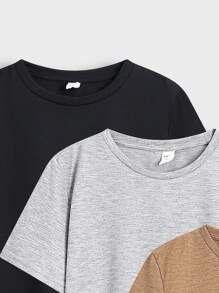 SHEIN 4pcs/Set Comfortable And Fashionable Short Sleeve T-Shirts For Tween Boys, School, Campus, College