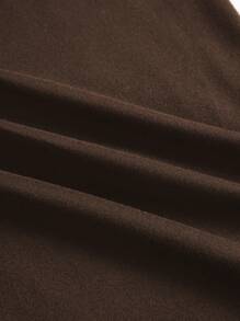 SHEIN Slayr Bộ đồ hai mảnh cổ khoét dài tay ôm vừa vặn dành cho nữ - Cà phê nâu - Xem 5