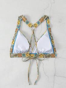 SHEIN Swim 女士花卉印花泳衣上衣 嘉年华 夏季