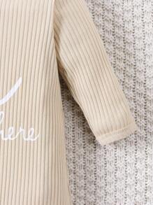 SHEIN Baby Boy Long Sleeve Jumpsuit With Printed Alphabet Pattern - Apricot - View 8