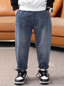 Tween Boy Stylish Water-Washed Jeans With Slanted Pockets