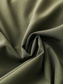 SHEIN LUNE 大尺碼女士蕾絲邊v領上衣 - 軍綠色 - 查看 3