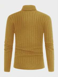 RueChic Men'S High Neck Long Sleeve Sweater - Yellow - View 2