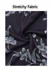 CheersLife 女士V领七分袖休闲连衣裙，配多层网纱腰带上衣 - 黑色 - 查看 4