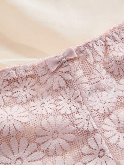 3sets Bloemen Kanten Scallop BH Slipje Lingerie Set view 4