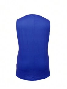 SHEIN LUNE 大尺碼花卉印花鈕扣半門襟無袖上衣 - 彩色 - 查看 2