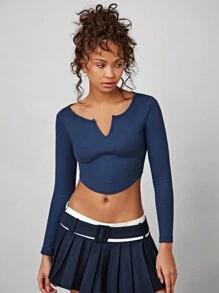 Forever 21 女款休閒純色長袖短上衣 - 綠色 - 查看 5