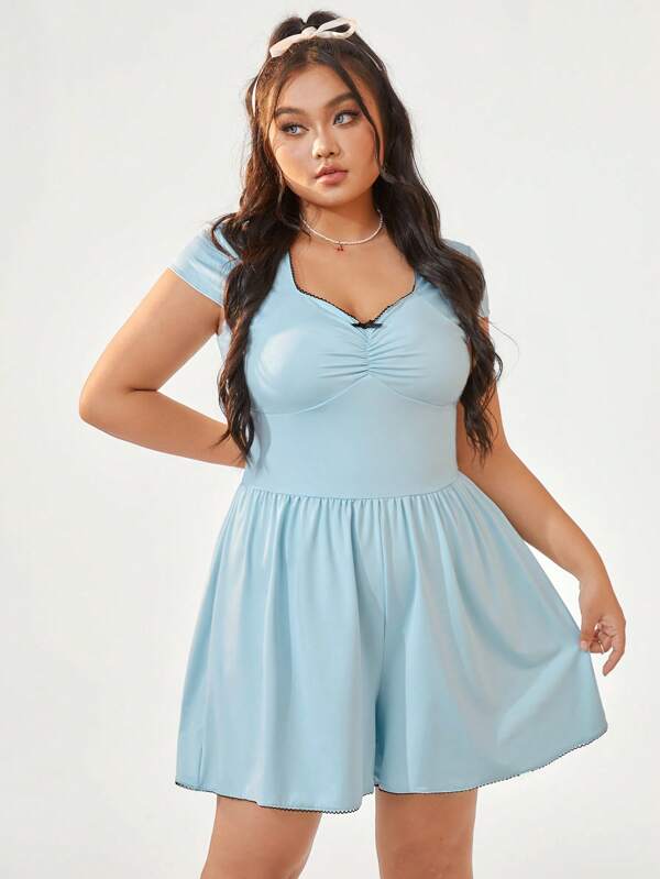 SHEIN Qutie Plus Size Lace Spring Clothes Romper