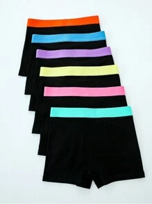 6pcs/Set Teen Boys' Colorblocked Seamless Underwear