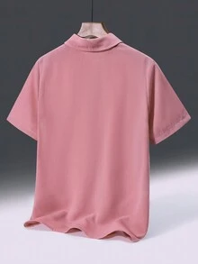 SHEIN 2入組鬆身休閒立領短袖襯衫,帶有口袋,適用於青少年男孩