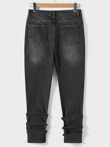 RueChic Teen Boy Solid Zipper Fly Slant Pocket Jeans - Dark Grey - View 2