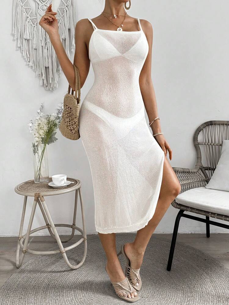 Ladies' Split Hem Sweater Cami Dress