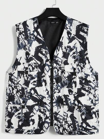 Manfinity VCAY Men's Plus Size Printed Casual Vest, For Fall Winter