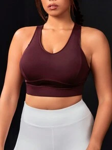 Yoga Basic Kích thước lớn Của phụ nữ Hỗ trợ cao Bras thể thao Với Cố định Cốc Và Dây đeo vai có thể điều chỉnh - Đỏ - Xem 5
