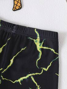 Tween Boy Lightning Họa Tiết In Áo Ngắn Tay Và Quần Short Mặc Ở Nhà Thông Thường 2 Cái/bộ - Nhiều màu - Xem 3