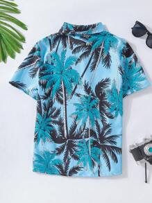 SHEIN Cămașă pentru băieți Tween cu model arbore de cocos
