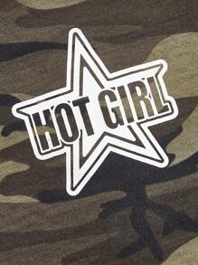 SHEIN EZwear Conjunto De Top Y Pantalones De Punto Sin Tirantes Para Mujer Con Estampado De Letras Y Estrellas