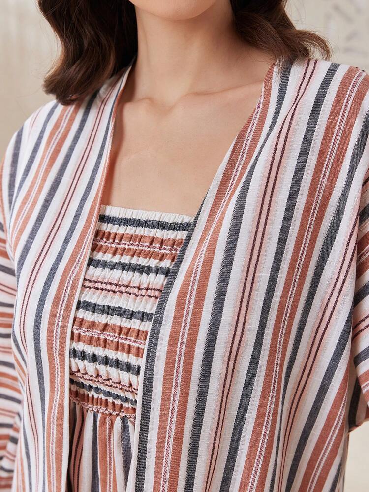 Women'S Stripe Pattern Fashionable Casual Two Pieces Set 2 Pieces Set