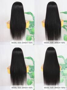 Glueless Wig Straight 4x4 Lace Front Wigs Human Hair 150 Density Natural Black - SNatural - View 4