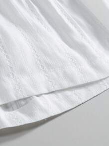 Manfinity Homme Conjunto de camisa de manga corta y pantalones cortos de unicolor para hombres, básico, para salir, liso, esposo - Blanco - Ver 6