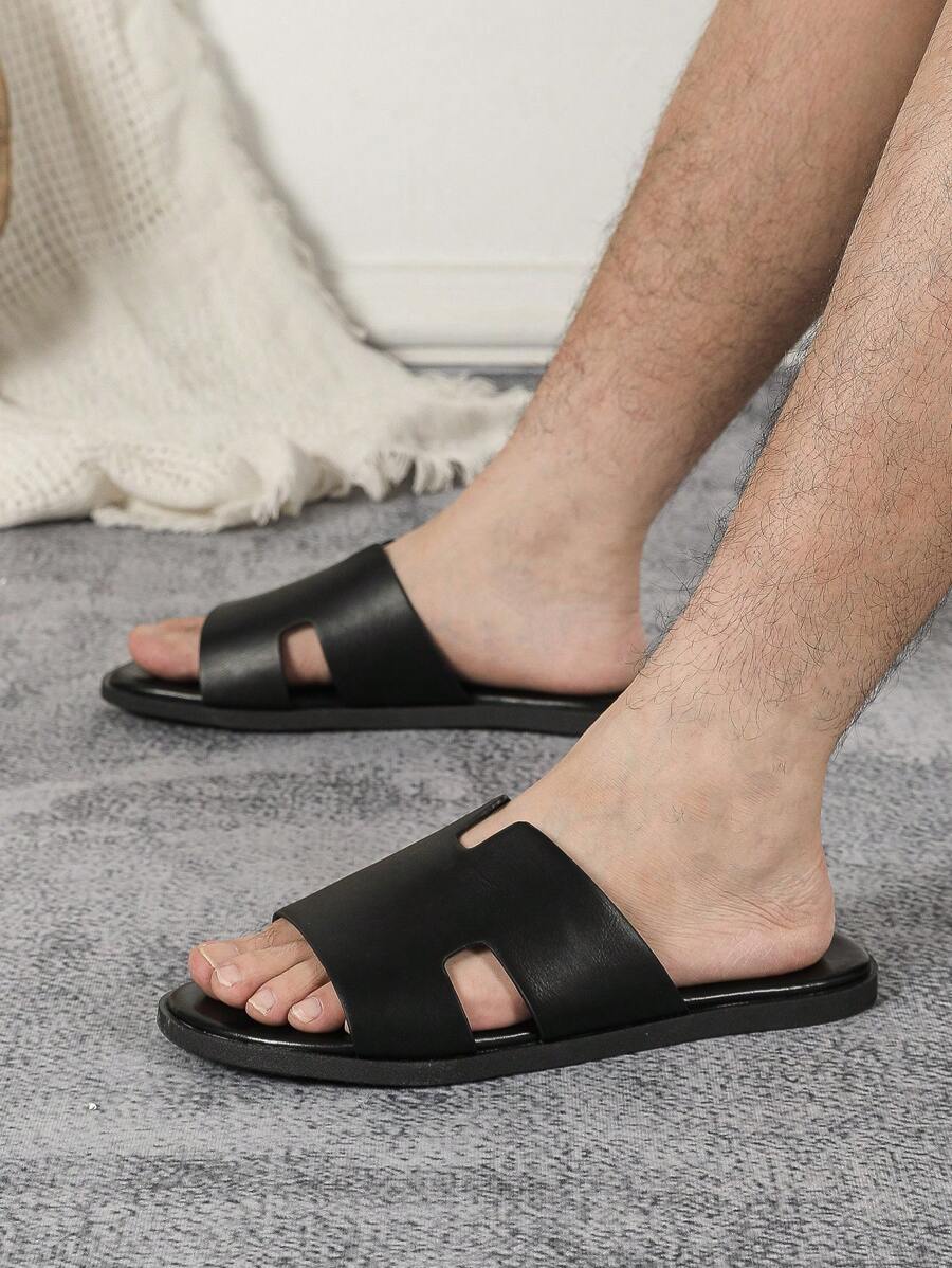 男式涼鞋,2024夏季新款柔軟大底,防滑耐磨沙灘鞋,雙用途休閒戶外拖鞋 - 黑色 - 查看 1