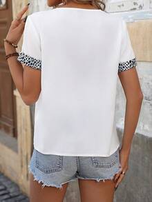 SHEIN Clasi Ladies' Random Printed Short Sleeve Blouse - White - View 2