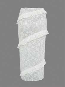 SHEIN Swim Women's Frill Mesh Hem Skirt Summer - White - View 7